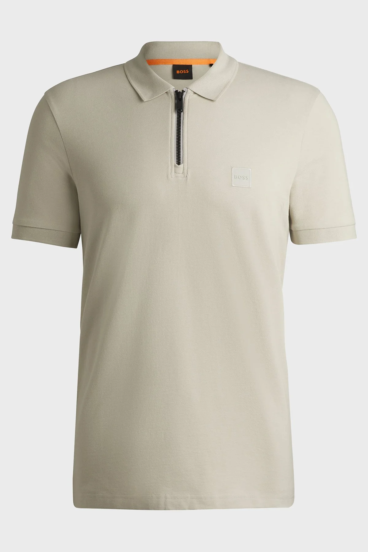 Boss Pamuklu Slim Fit Yarım Fermuarlı Erkek Polo Yaka T Shirt 50537507 271 GRİ - 5
