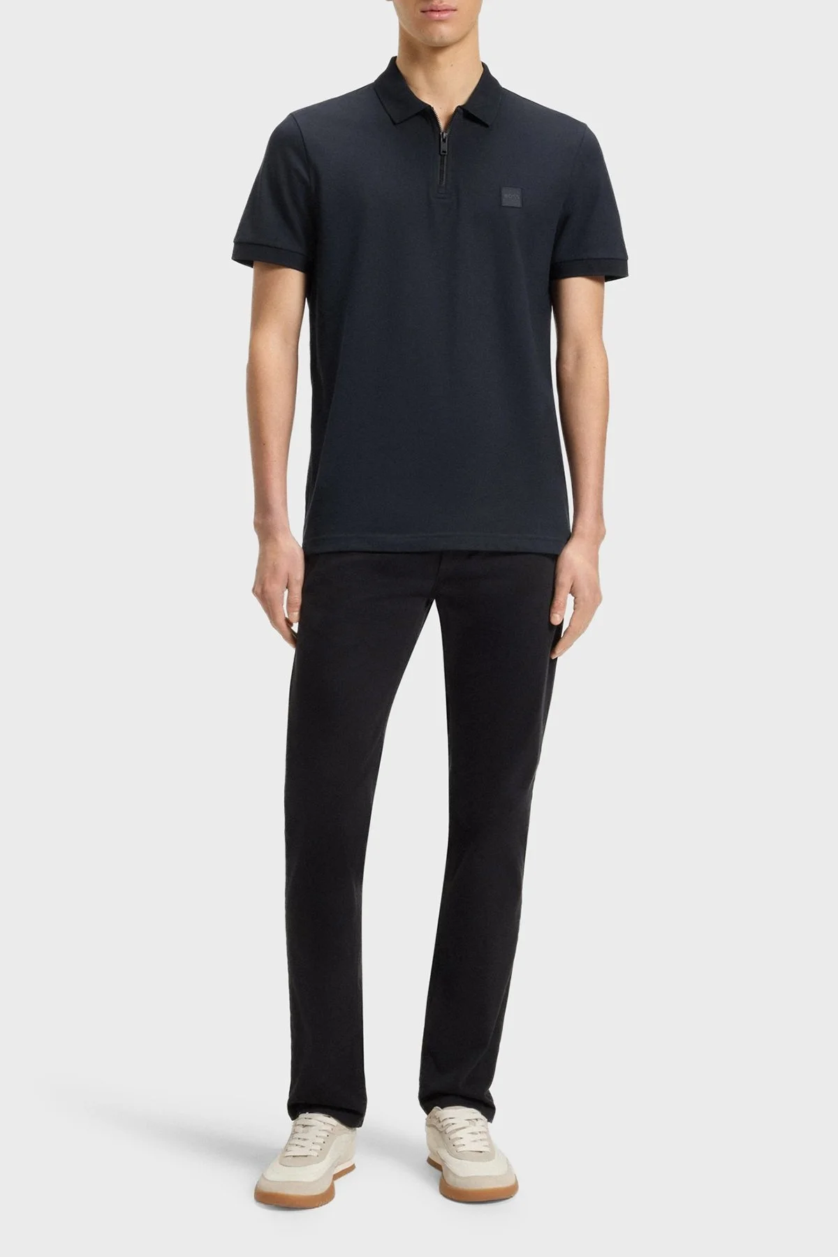 Boss Pamuklu Slim Fit Yarım Fermuarlı Erkek Polo Yaka T Shirt 50537507 404 LACİVERT - 7