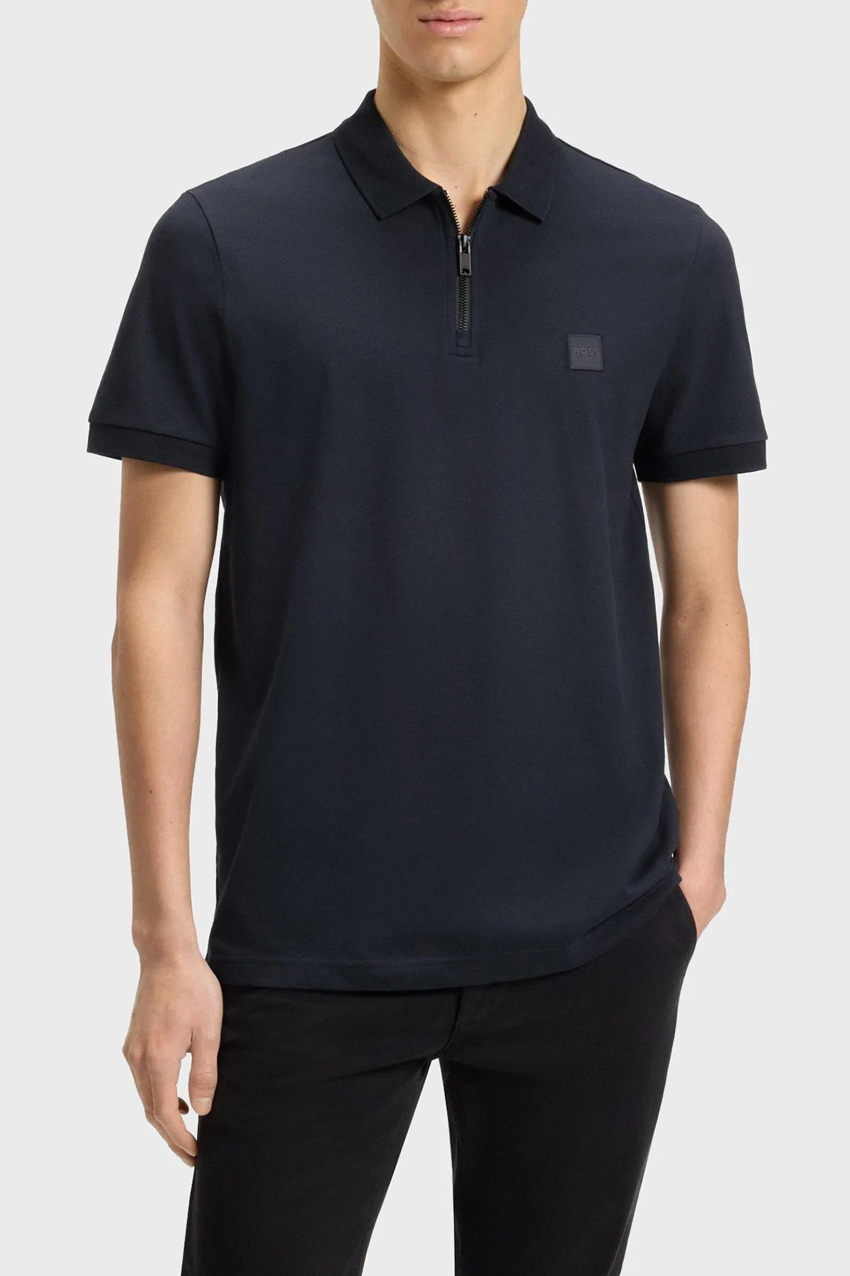 Boss Pamuklu Slim Fit Yarım Fermuarlı Erkek Polo Yaka T Shirt 50537507 404 LACİVERT - 1