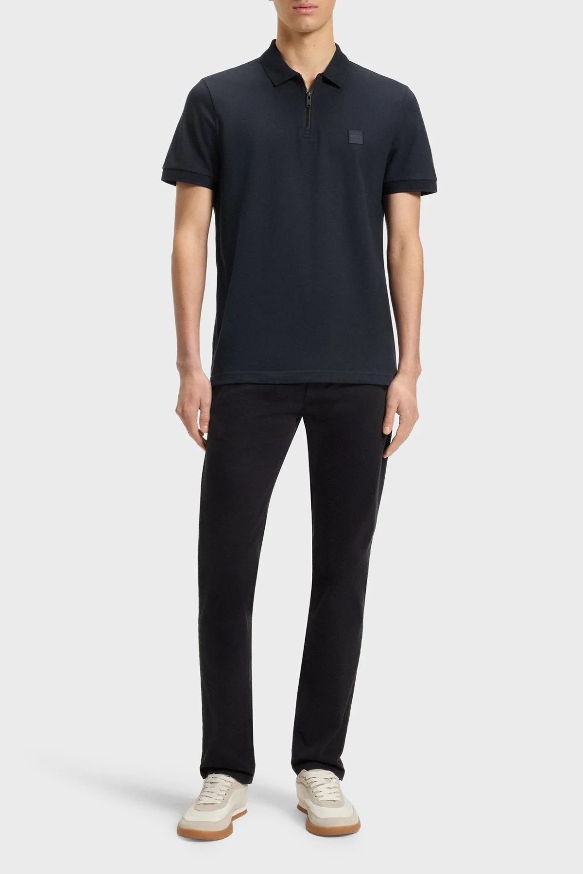 Boss Pamuklu Slim Fit Yarım Fermuarlı Erkek Polo Yaka T Shirt 50537507 404 LACİVERT - 2