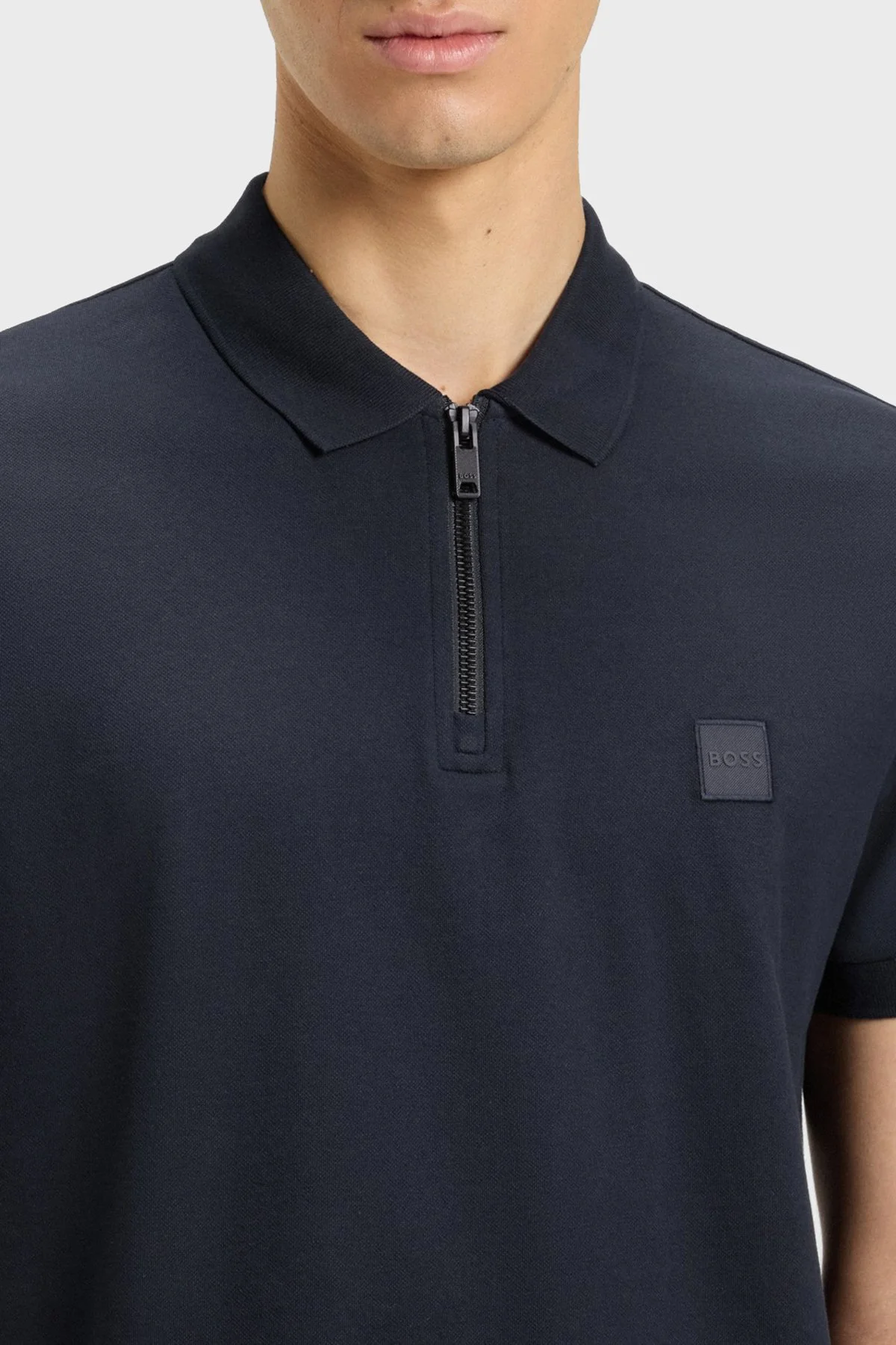Boss Pamuklu Slim Fit Yarım Fermuarlı Erkek Polo Yaka T Shirt 50537507 404 LACİVERT - 4