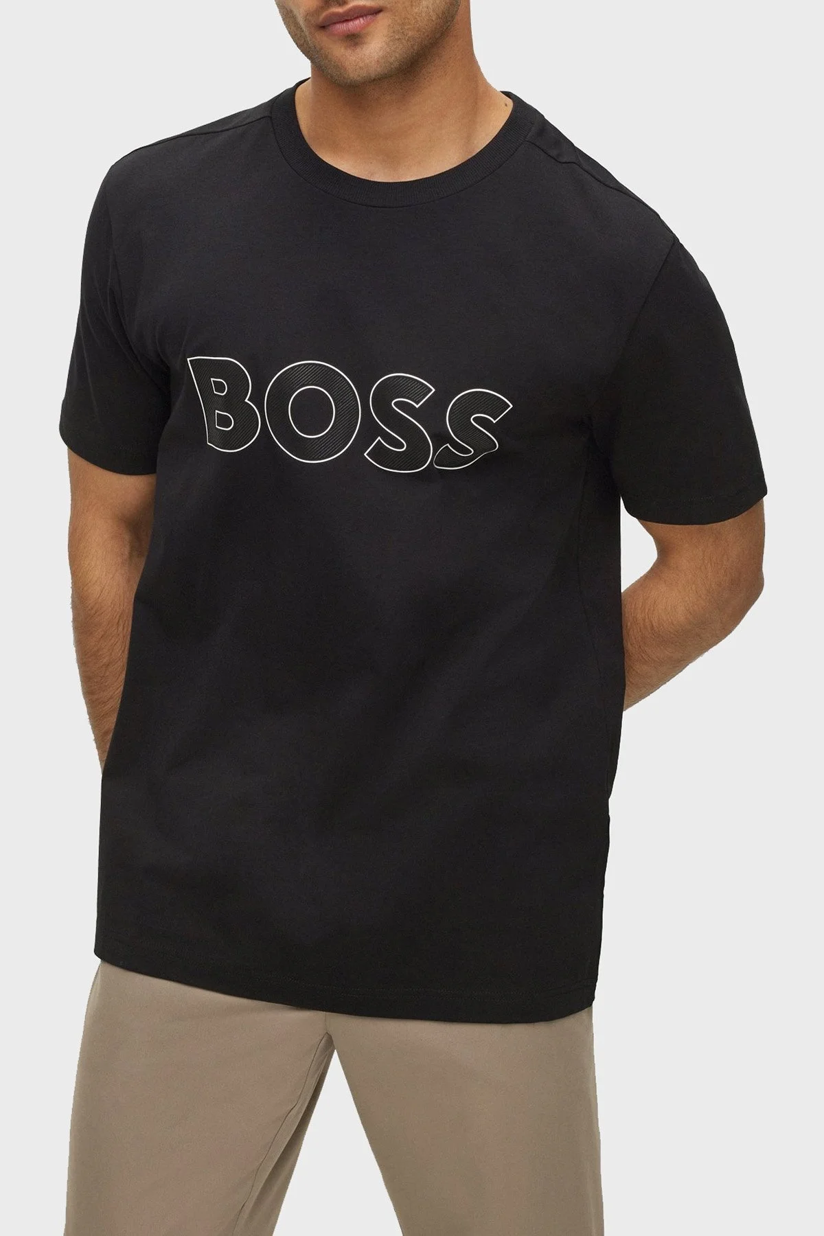 Boss Pamuklu Streç Regular Fit Bisiklet Yaka Erkek T Shirt 50474232 001 SİYAH - 1