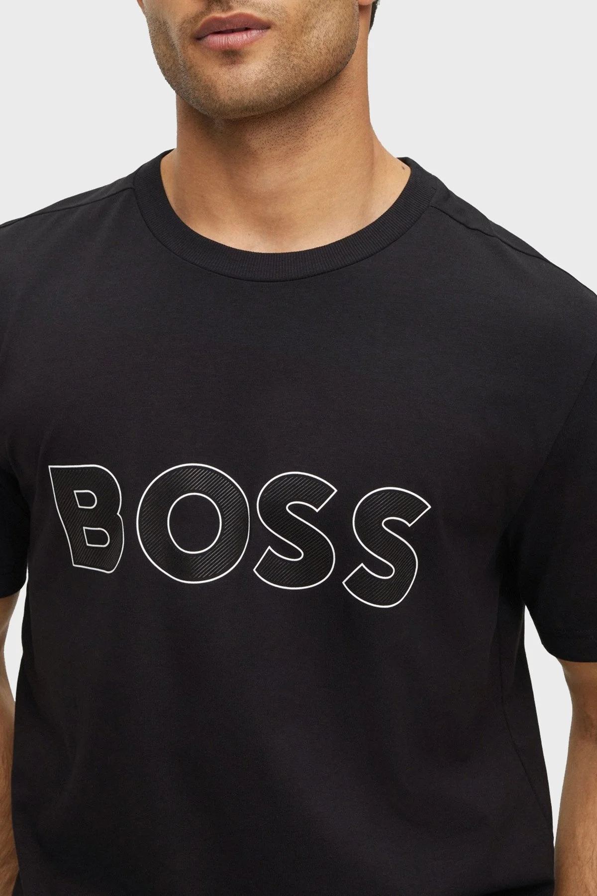Boss Pamuklu Streç Regular Fit Bisiklet Yaka Erkek T Shirt 50474232 001 SİYAH - 4