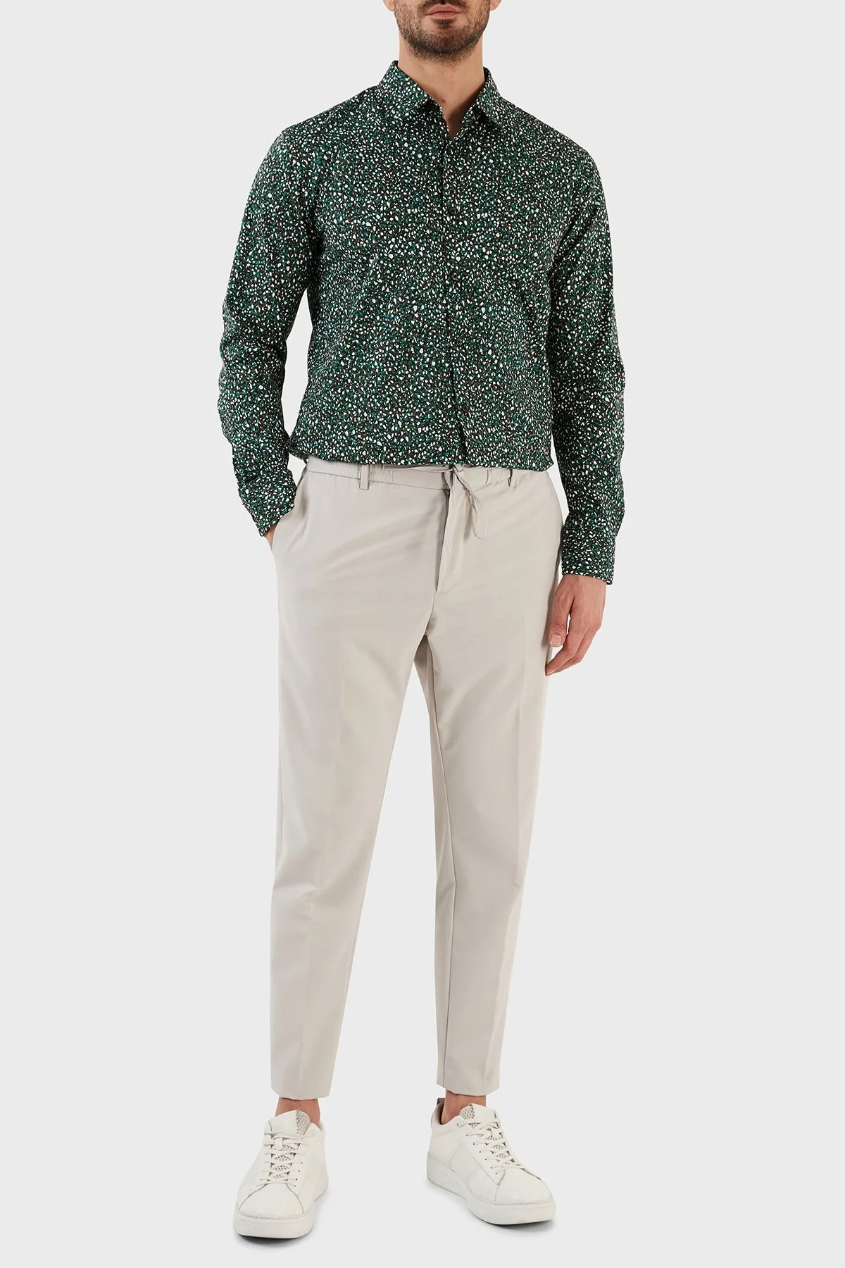 Boss Pamuklu Uzun Kollu Slim Fit Erkek Gömlek 50483188 001 YEŞİL - 3