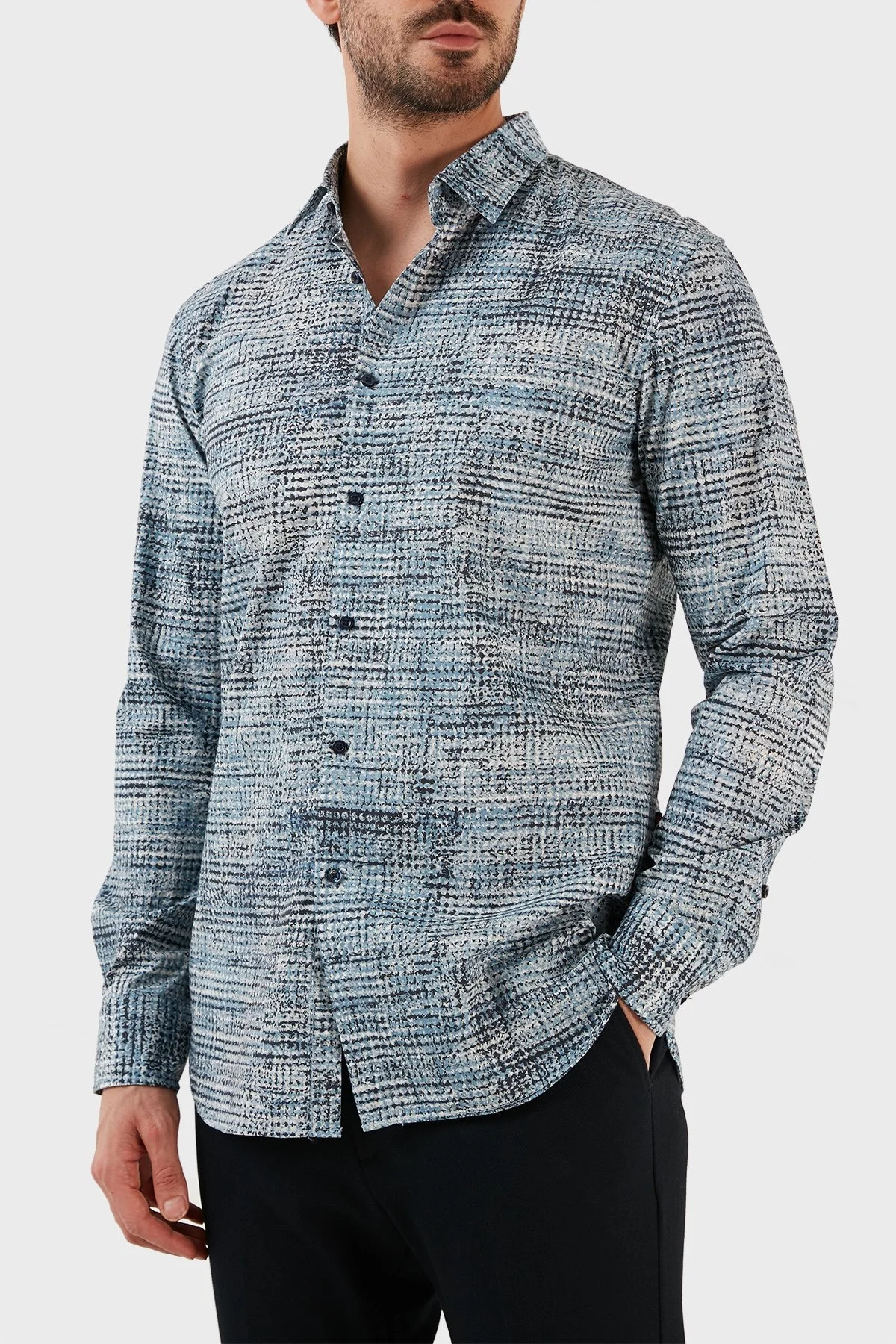 Boss Pamuklu Uzun Kollu Slim Fit Erkek Gömlek 50483188 459 MAVİ - 2