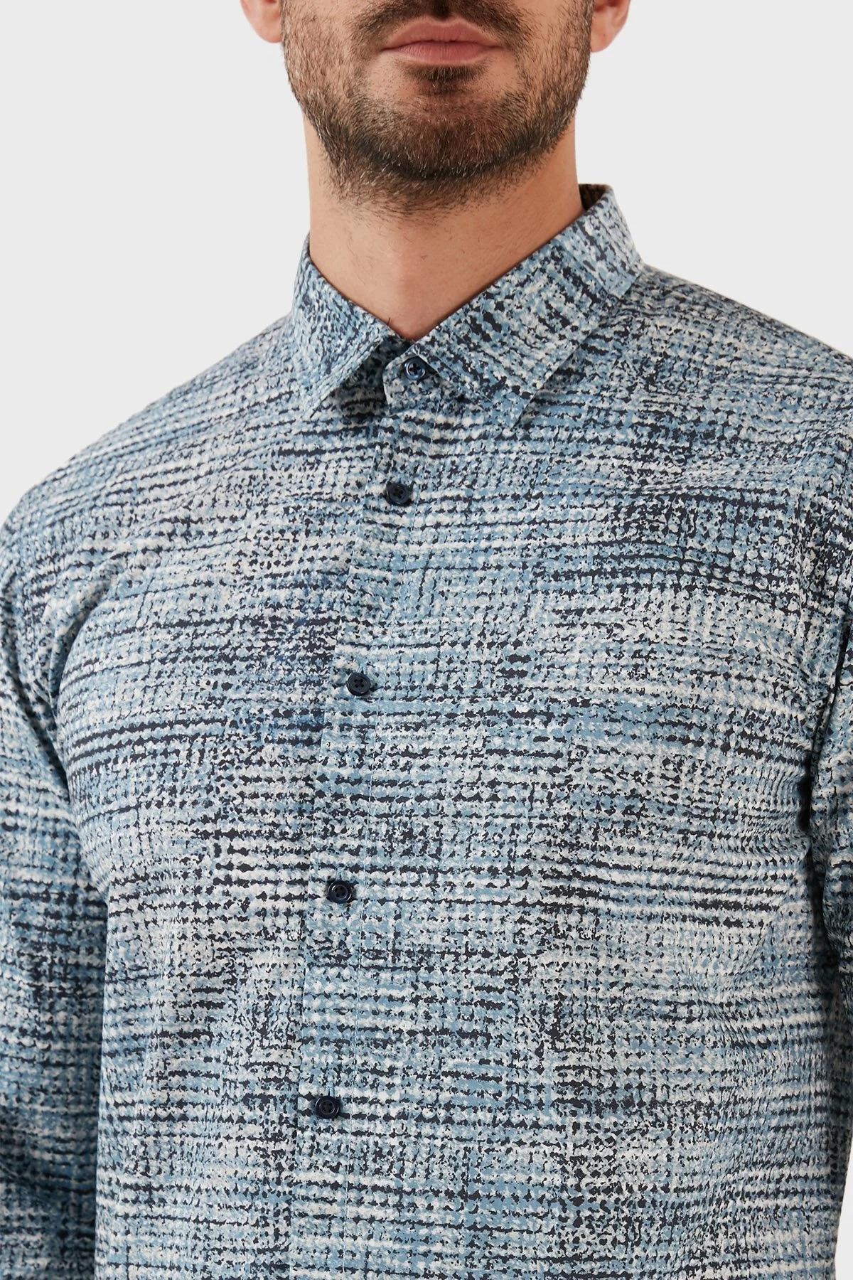 Boss Pamuklu Uzun Kollu Slim Fit Erkek Gömlek 50483188 459 MAVİ - 3