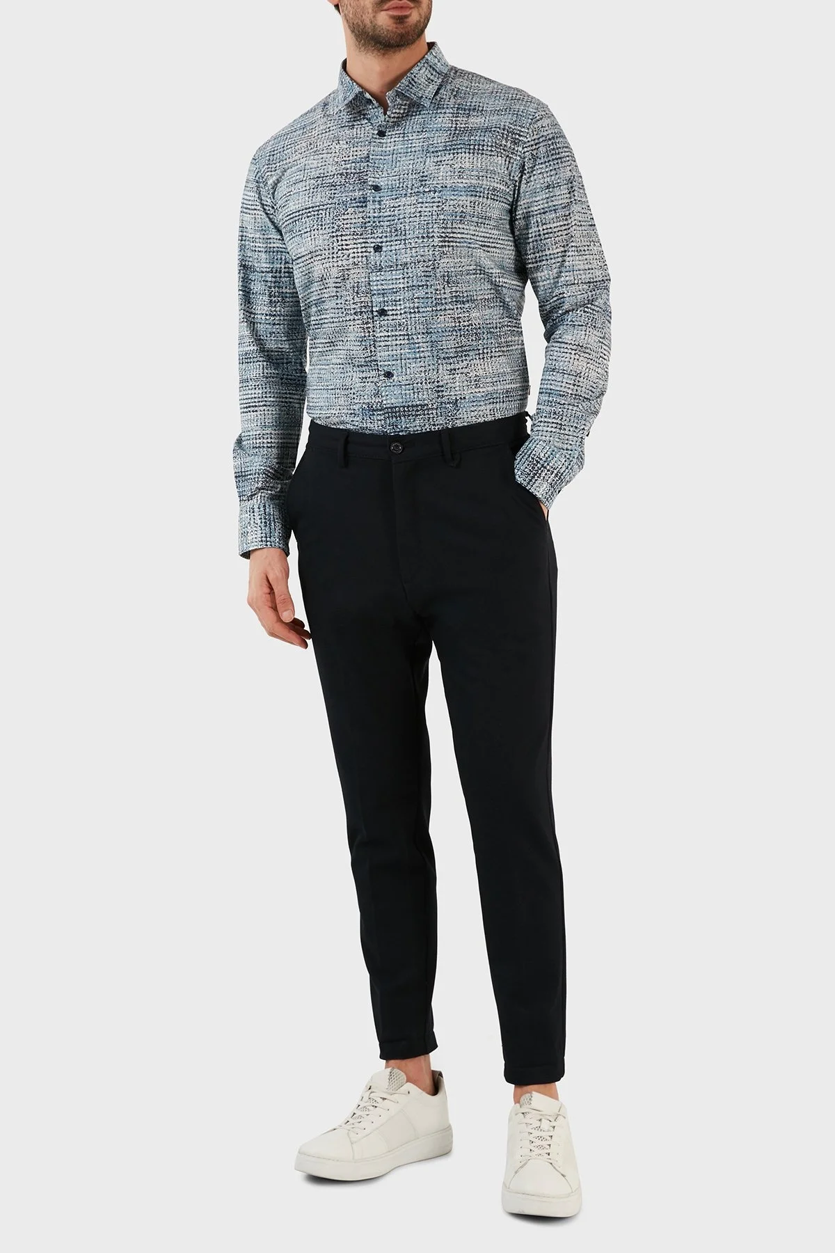 Boss Pamuklu Uzun Kollu Slim Fit Erkek Gömlek 50483188 459 MAVİ - 4