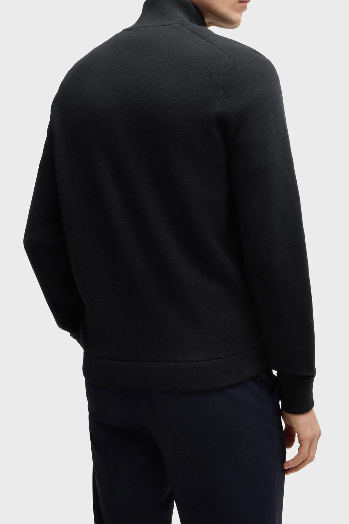 Boss Pamuklu ve Yünlü Slim Fit Dik Yaka Fermuarlı Erkek Ceket 50526835 001 SİYAH - 2