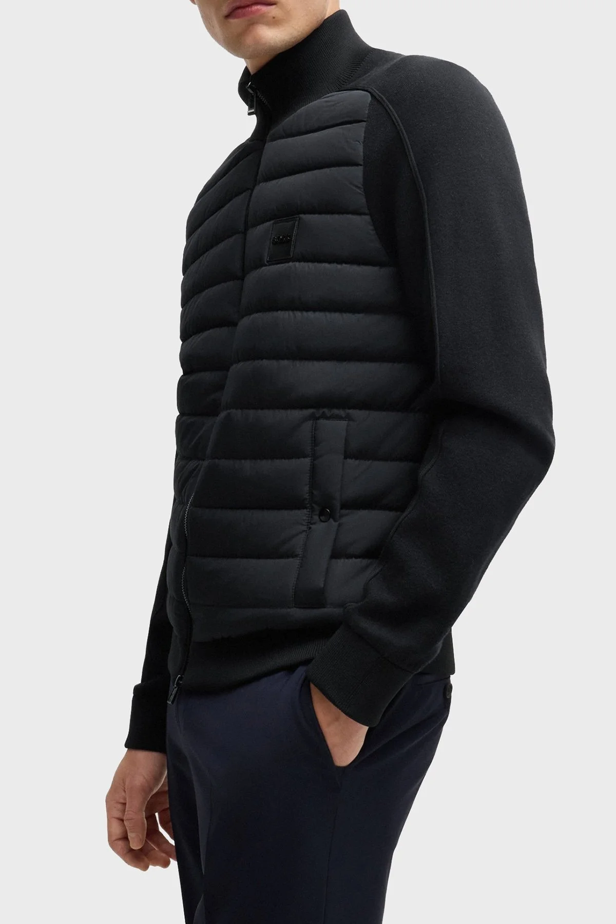 Boss Pamuklu ve Yünlü Slim Fit Dik Yaka Fermuarlı Erkek Ceket 50526835 001 SİYAH - 16