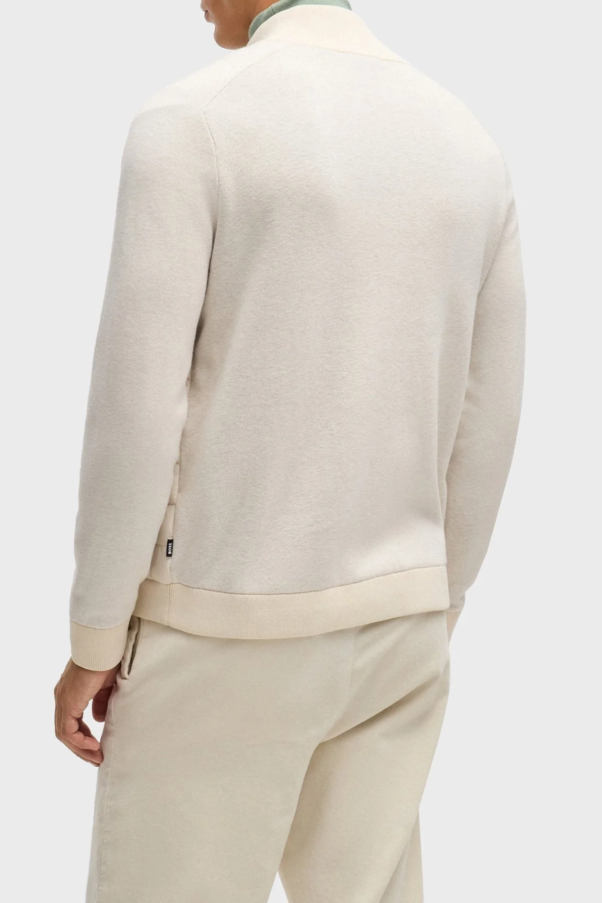 Boss Pamuklu ve Yünlü Slim Fit Dik Yaka Fermuarlı Erkek Ceket 50526835 131 EKRU - 2