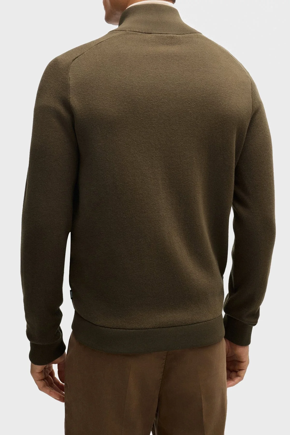 Boss Pamuklu ve Yünlü Slim Fit Dik Yaka Fermuarlı Erkek Ceket 50526835 361 KOYU YEŞİL - 9