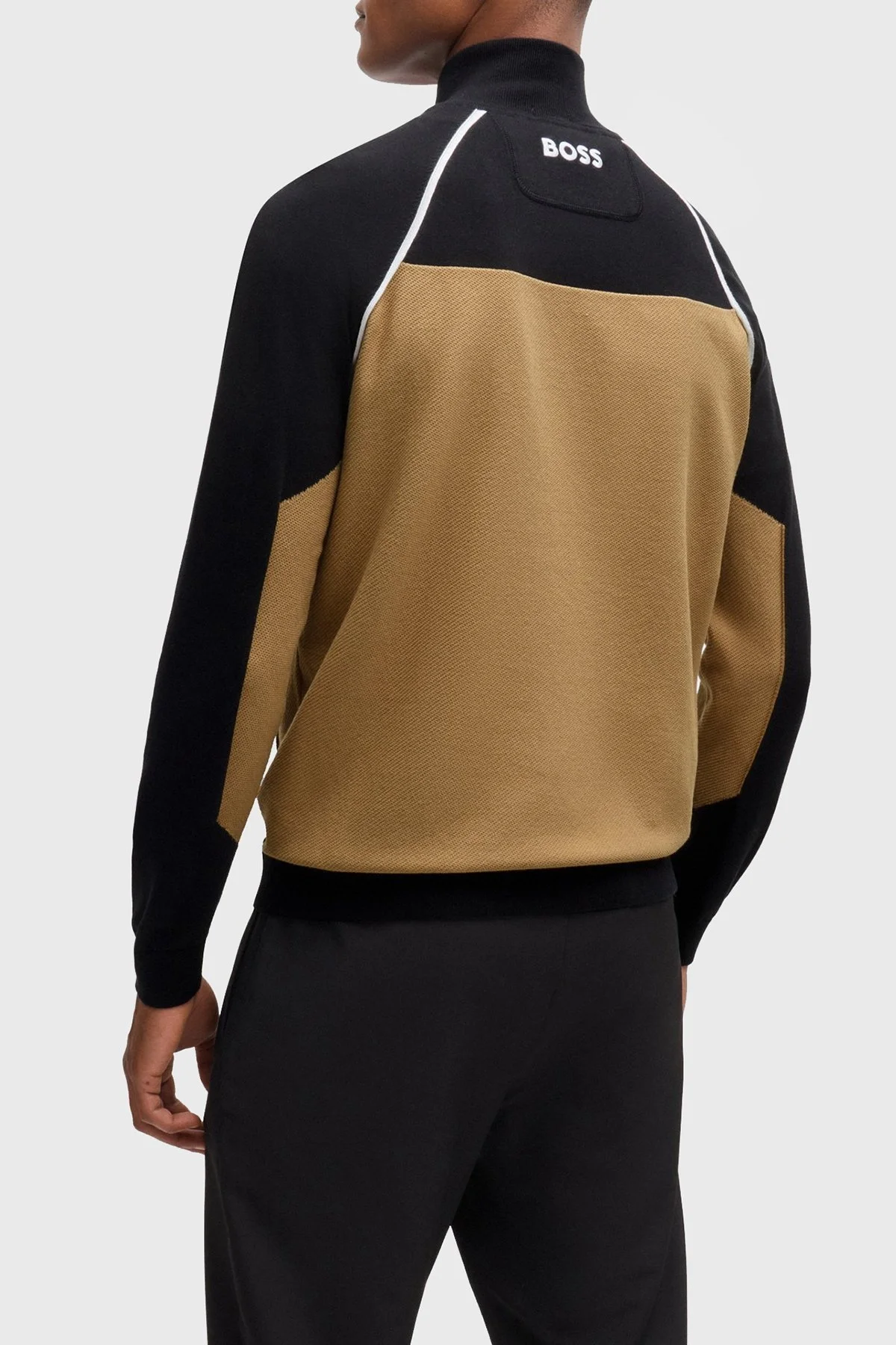 Boss Pamuklu Yarım Fermuarlı Dik Yaka Erkek Kazak 50519377 001 SİYAH - 4