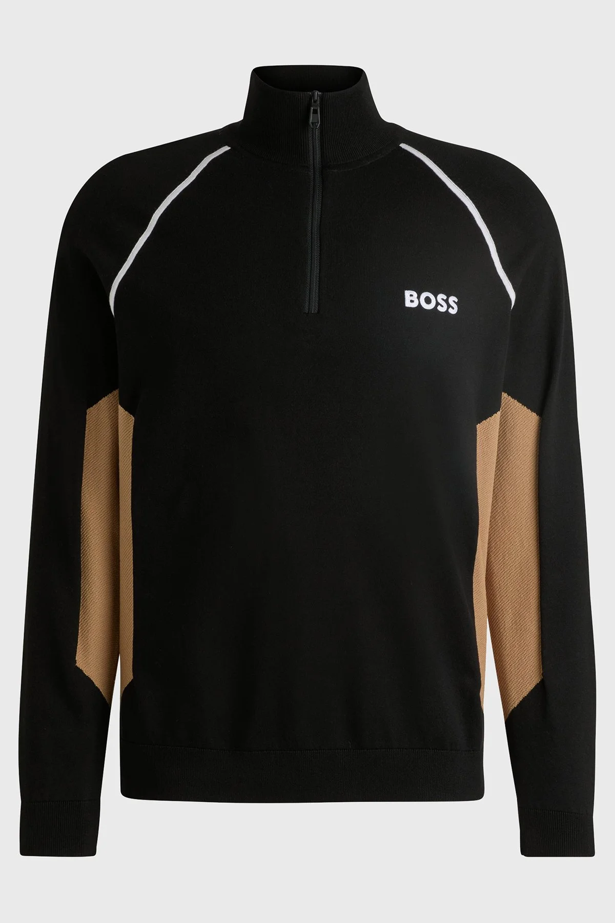 Boss Pamuklu Yarım Fermuarlı Dik Yaka Erkek Kazak 50519377 001 SİYAH - 5