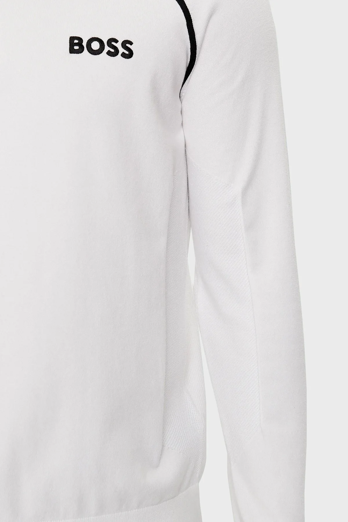 Boss Pamuklu Yarım Fermuarlı Dik Yaka Erkek Kazak 50519377 100 BEYAZ - 5