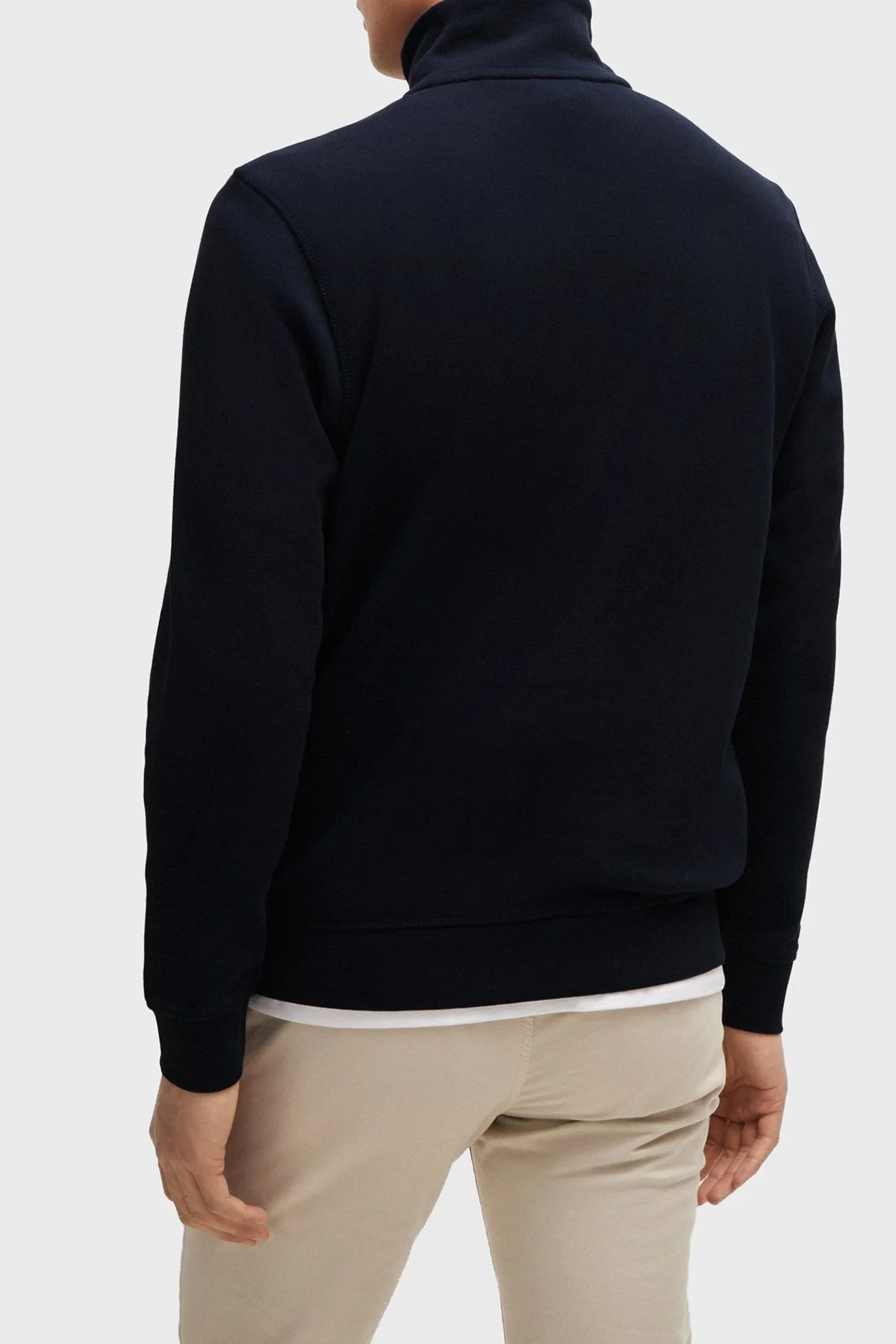 Boss Pamuklu Yarım Fermuarlı Dik Yaka Erkek Sweat 50468926 404 LACİVERT - 3