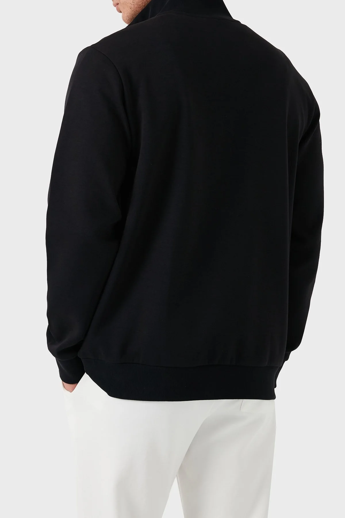 Boss Pamuklu Yarım Fermuarlı Dik Yaka Erkek Sweat 50520781 001 SİYAH - 3