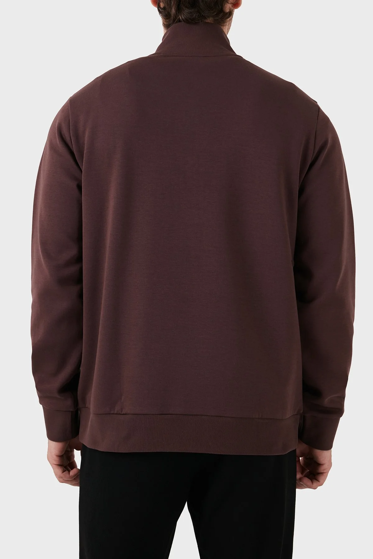 Boss Pamuklu Yarım Fermuarlı Dik Yaka Erkek Sweat 50520781 642 KAHVE - 3