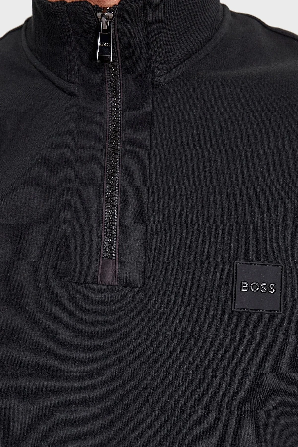 Boss Pamuklu Yarım Fermuarlı Dik Yaka Regular Fit Erkek Sweat 50486946 001 SİYAH - 5