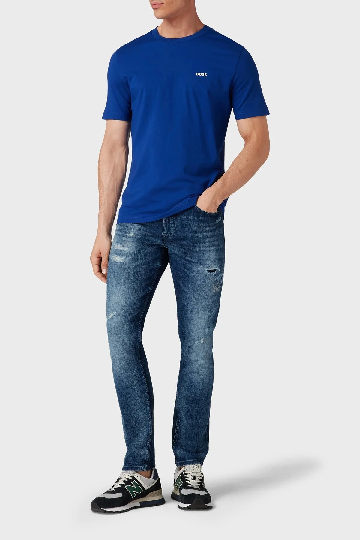 Boss Delaware BC-C Pamuklu Yırtık Detaylı Slim Fit Dar Paça Jeans Erkek Kot Pantolon 50495930 424 MAVİ - 7