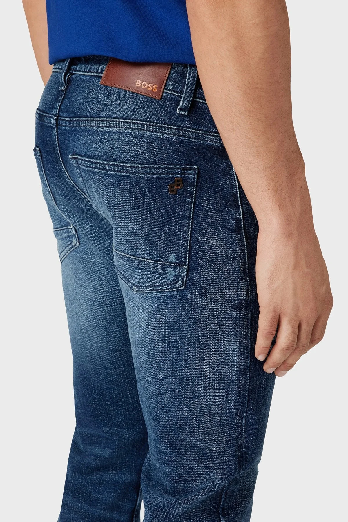 Boss Delaware BC-C Pamuklu Yırtık Detaylı Slim Fit Dar Paça Jeans Erkek Kot Pantolon 50495930 424 MAVİ - 9