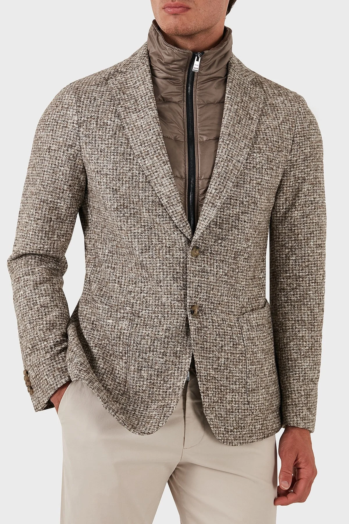 Boss Pamuklu Yünlü Slim Fit Kırçıllı Mono Yaka Erkek Ceket 50528199 131 KREM - 4