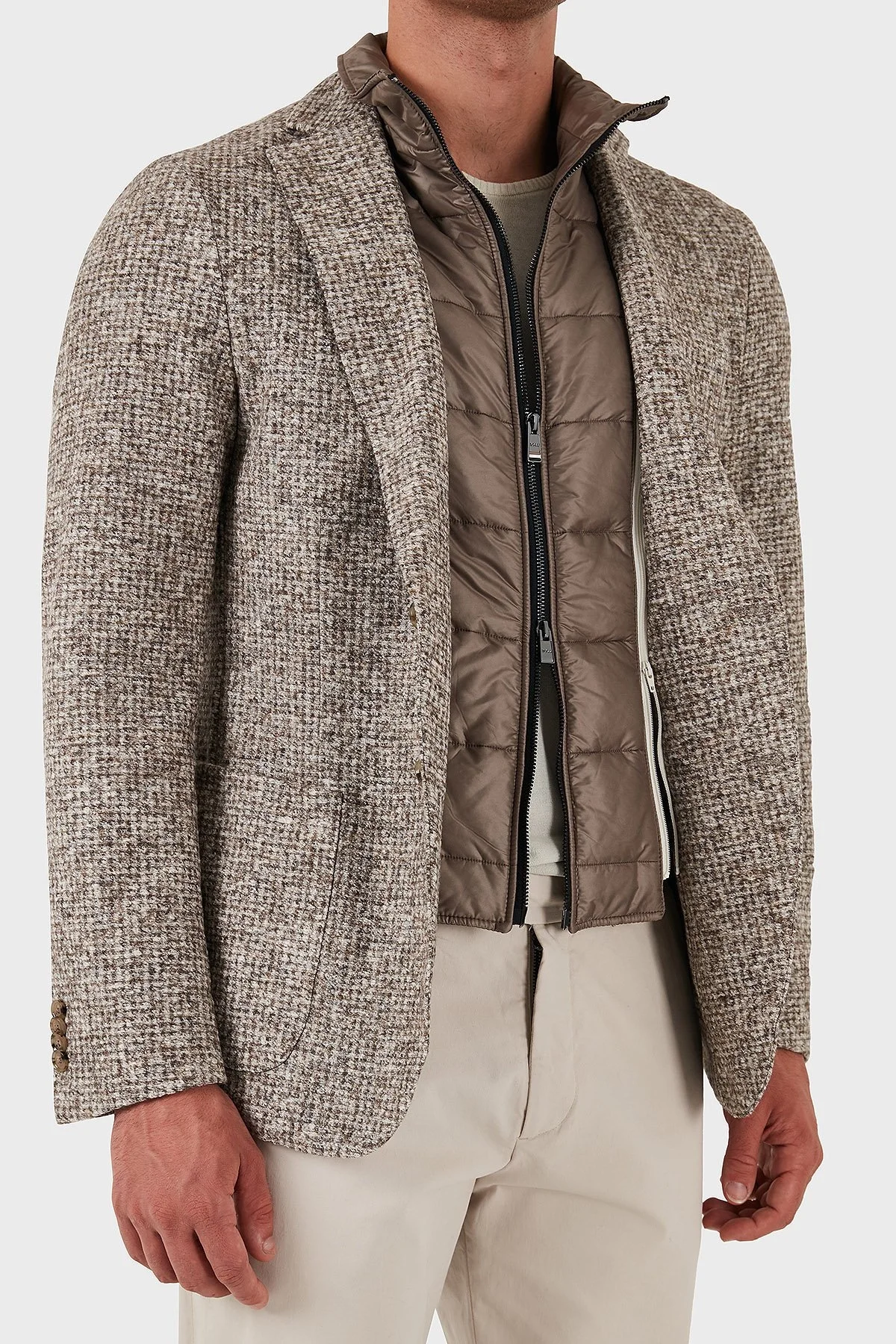 Boss Pamuklu Yünlü Slim Fit Kırçıllı Mono Yaka Erkek Ceket 50528199 131 KREM - 5