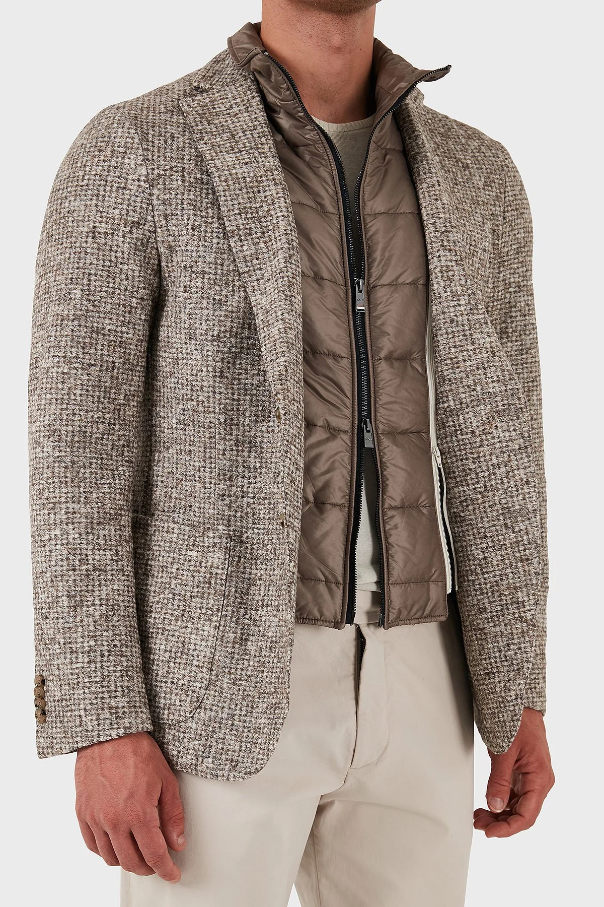 Boss Pamuklu Yünlü Slim Fit Kırçıllı Mono Yaka Erkek Ceket 50528199 131 KREM - 5