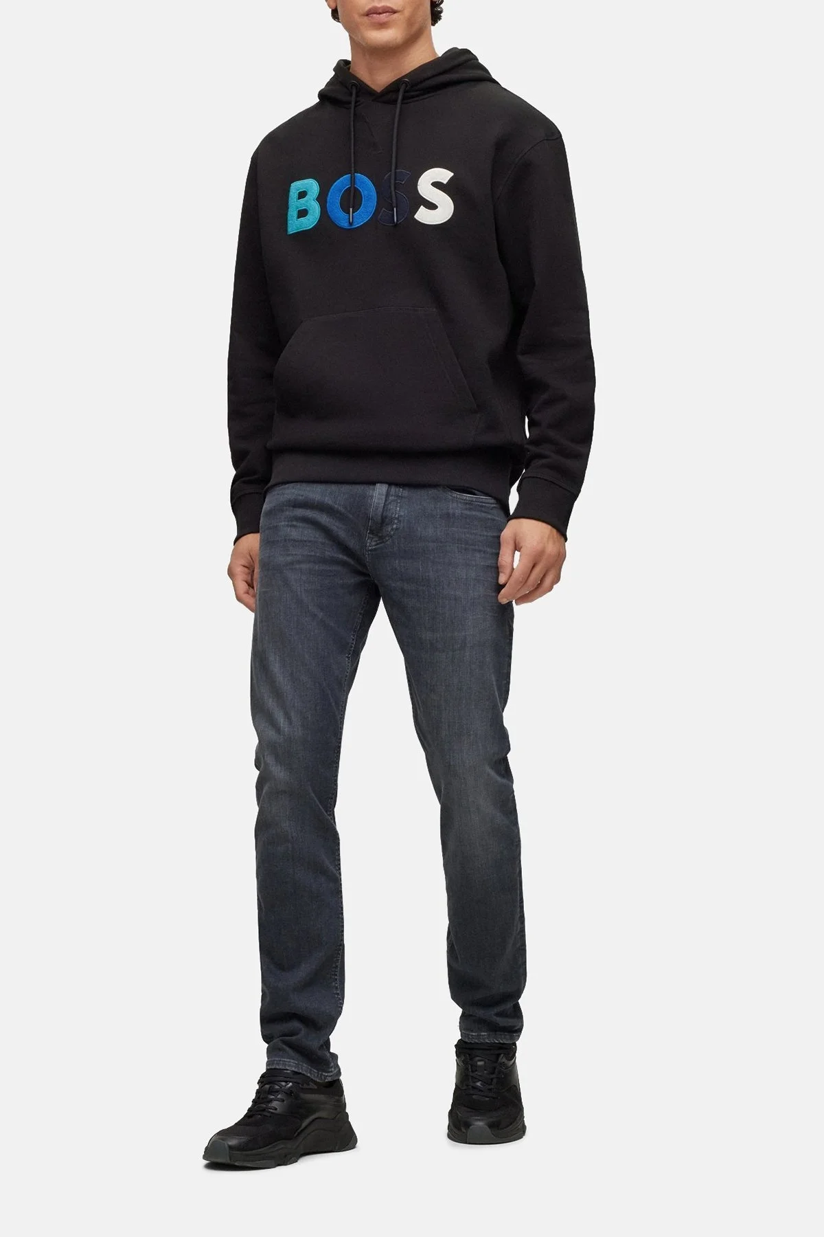 Boss Polar Logolu Pamuklu Havlu Kumaştan Relaxed Fit Kapüşonlu Erkek Sweat 50477047 001 SİYAH - 2