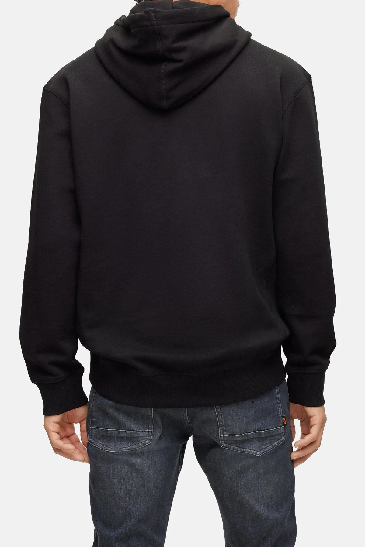 Boss Polar Logolu Pamuklu Havlu Kumaştan Relaxed Fit Kapüşonlu Erkek Sweat 50477047 001 SİYAH - 3