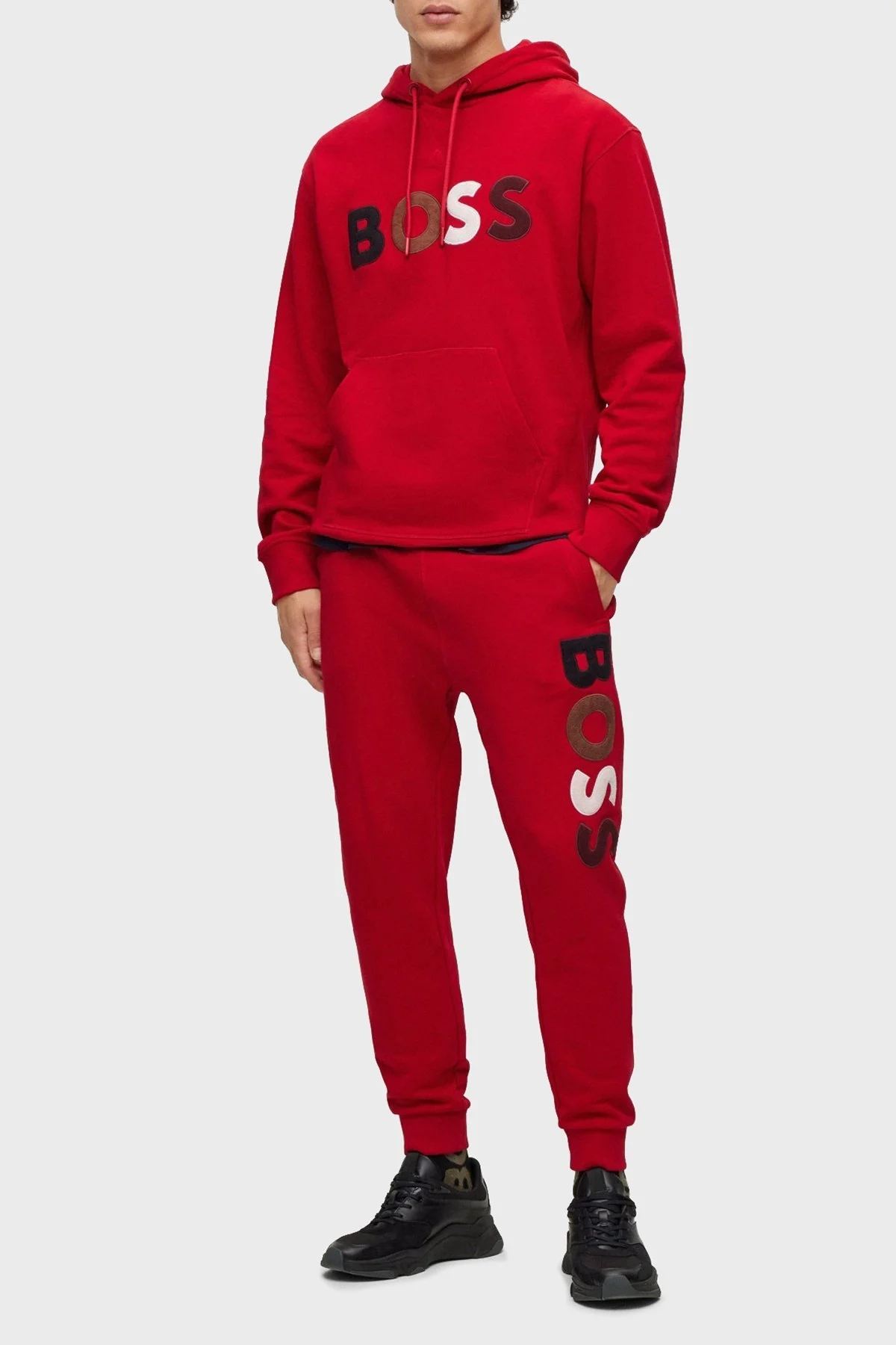 Boss Polar Logolu Pamuklu Havlu Kumaştan Relaxed Fit Kapüşonlu Erkek Sweat 50477047 620 KIRMIZI - 2