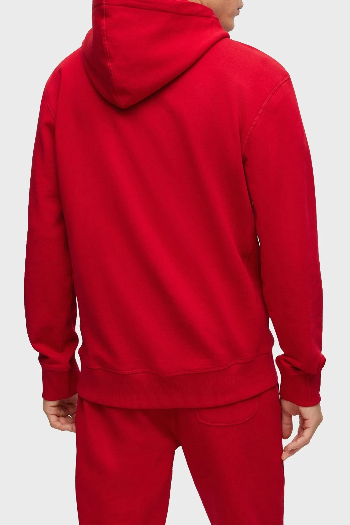 Boss Polar Logolu Pamuklu Havlu Kumaştan Relaxed Fit Kapüşonlu Erkek Sweat 50477047 620 KIRMIZI - 3