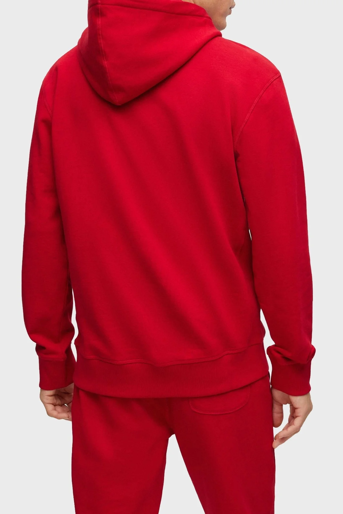 Boss Polar Logolu Pamuklu Havlu Kumaştan Relaxed Fit Kapüşonlu Erkek Sweat 50477047 620 KIRMIZI - 4