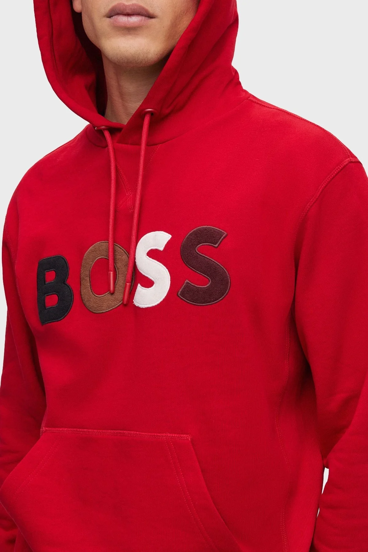 Boss Polar Logolu Pamuklu Havlu Kumaştan Relaxed Fit Kapüşonlu Erkek Sweat 50477047 620 KIRMIZI - 5