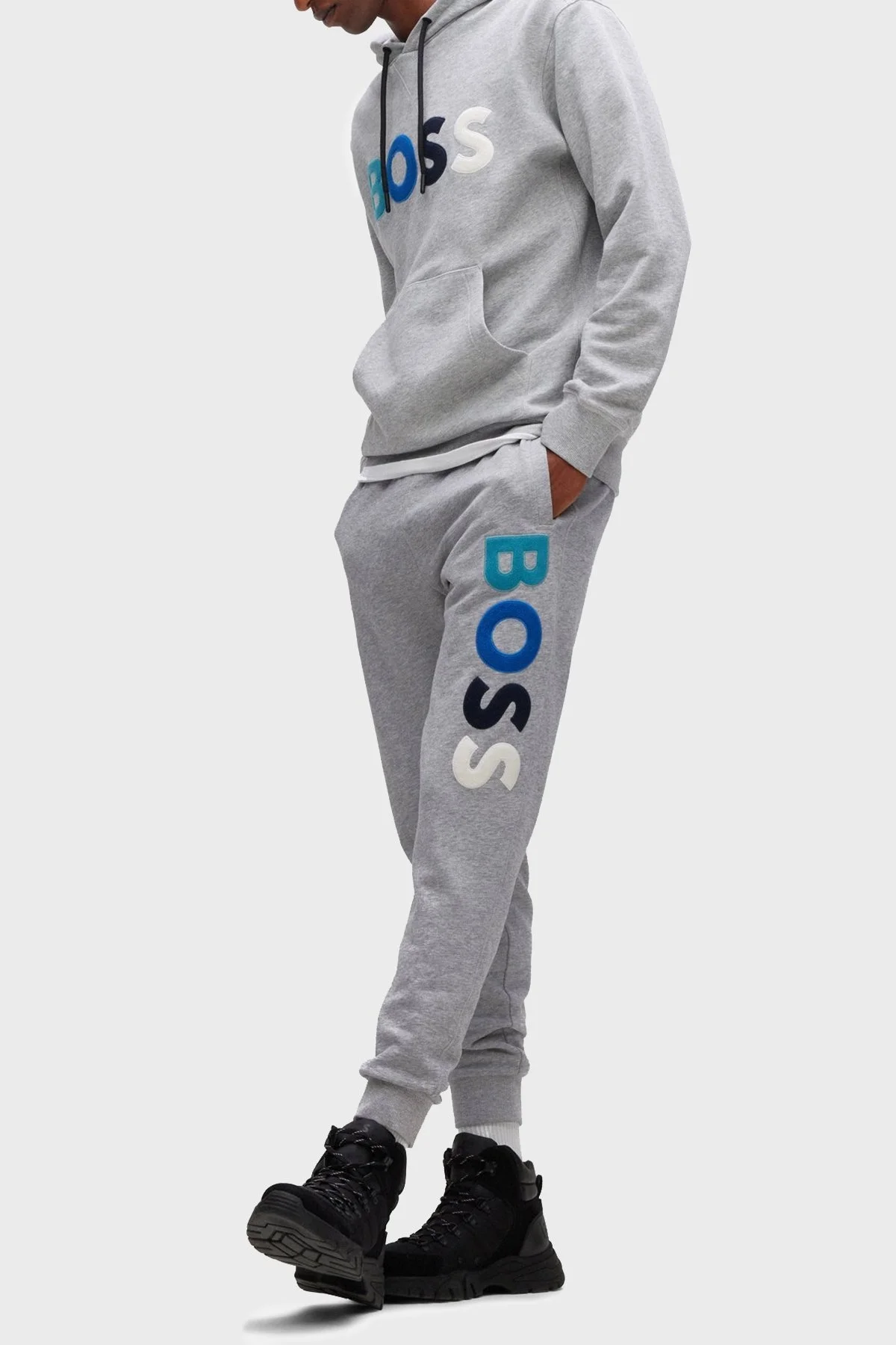 Boss Polar Logolu Pamuklu Regular Fit Cepli Jogger Erkek Pantolon 50477040 072 GRİ - 1