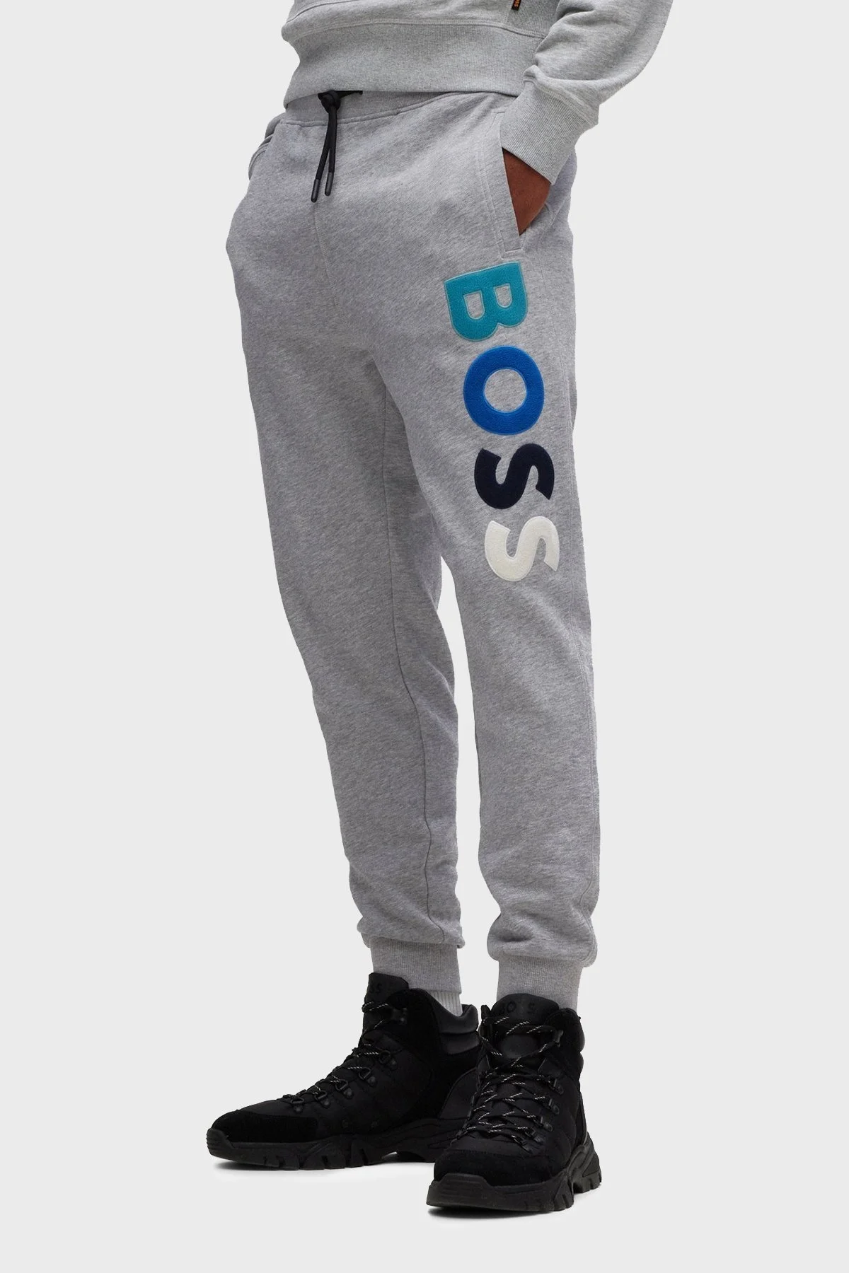 Boss Polar Logolu Pamuklu Regular Fit Cepli Jogger Erkek Pantolon 50477040 072 GRİ - 2