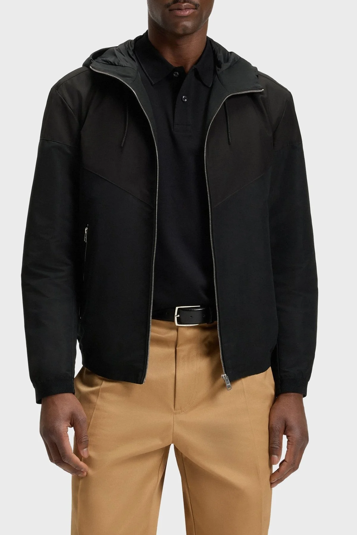 Boss Poplin Kumaş Su İtici Regular Fit Kapüşonlu Yaka Erkek Ceket 50544135 001 SİYAH - 1