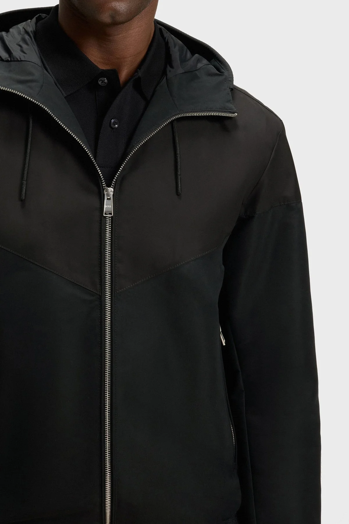 Boss Poplin Kumaş Su İtici Regular Fit Kapüşonlu Yaka Erkek Ceket 50544135 001 SİYAH - 5