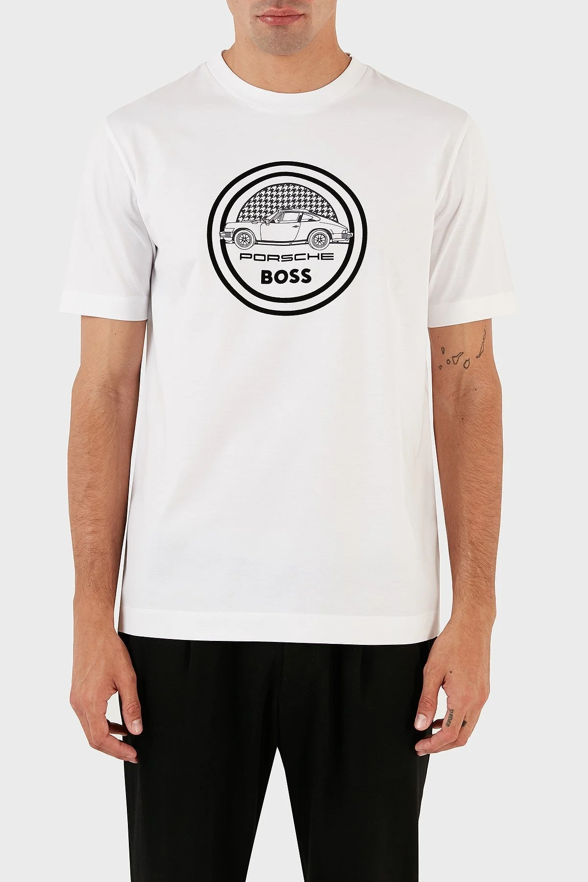 Boss Porsche % 100 Pamuk Regular Fit Bisiklet Yaka Erkek T Shirt 50496729 100 BEYAZ - 1