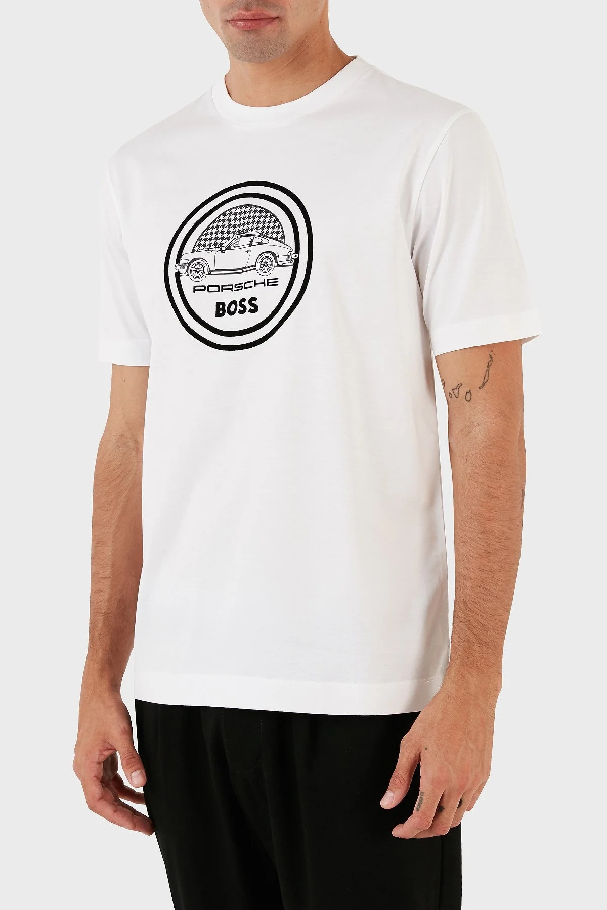 Boss Porsche % 100 Pamuk Regular Fit Bisiklet Yaka Erkek T Shirt 50496729 100 BEYAZ - 3