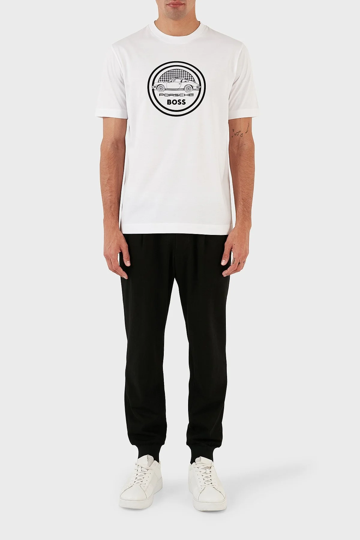 Boss Porsche % 100 Pamuk Regular Fit Bisiklet Yaka Erkek T Shirt 50496729 100 BEYAZ - 5