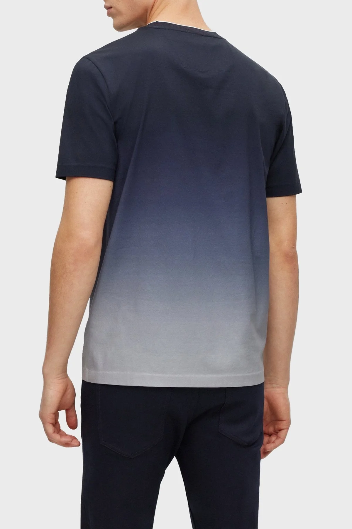 Boss Porsche Baskılı Streç Pamuklu Regular Fit Bisiklet Yaka Erkek T Shirt 50486234 404 LACİVERT - 3