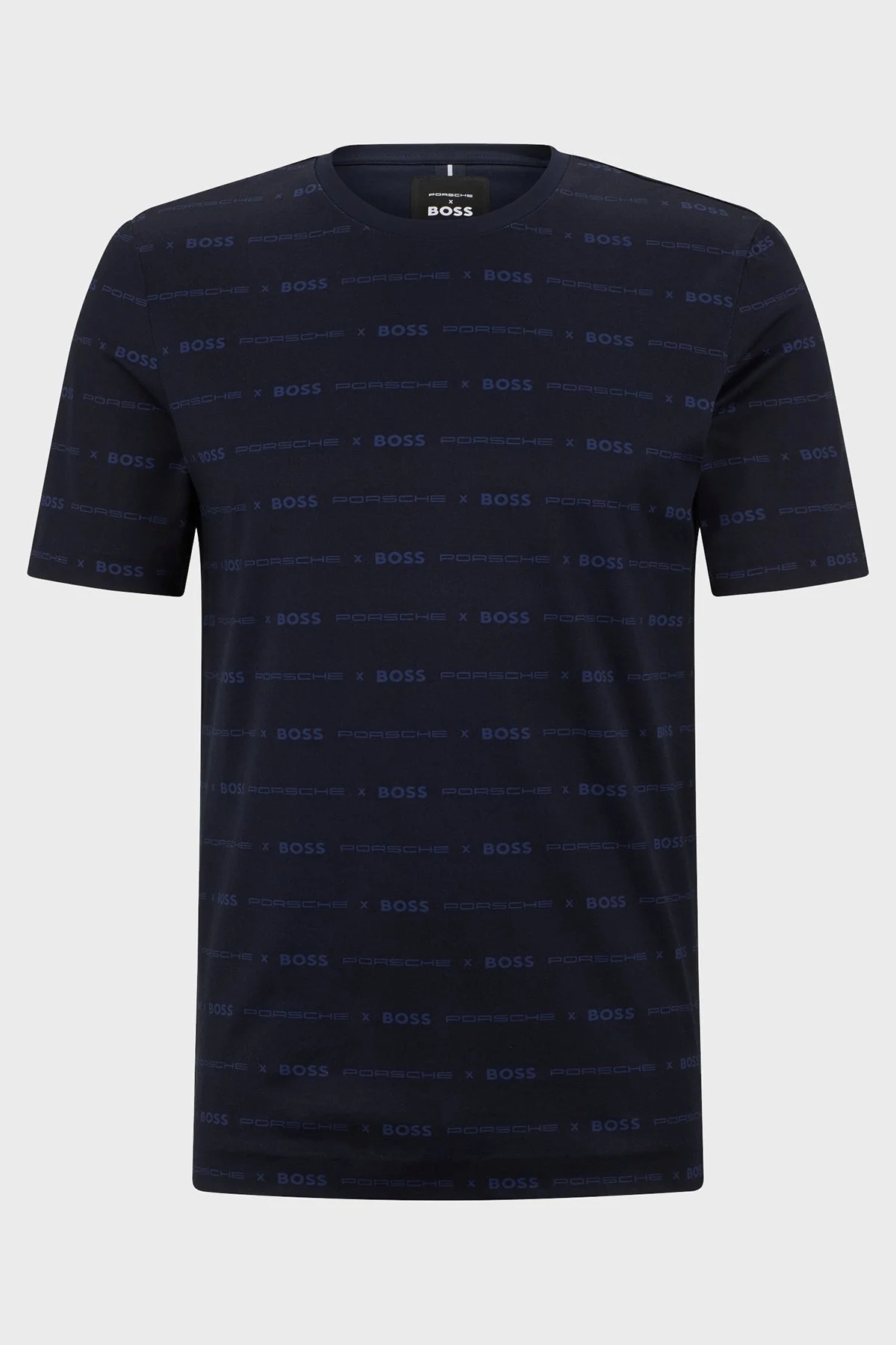 Boss Porsche Merserize Pamuklu Slim Fit Bisiklet Yaka Erkek T Shirt 50486222 404 LACİVERT - 5