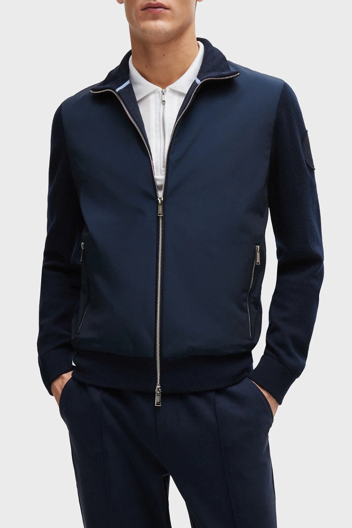 Boss Porsche X Yünlü Regular Fit Dik Yaka Erkek Hırka 50506028 404 LACİVERT - 1