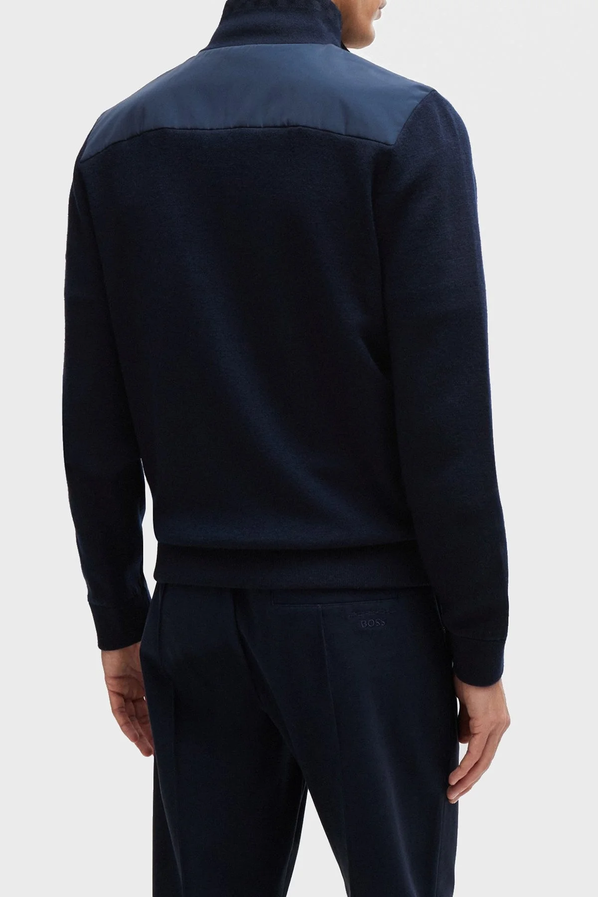 Boss Porsche X Yünlü Regular Fit Dik Yaka Erkek Hırka 50506028 404 LACİVERT - 2