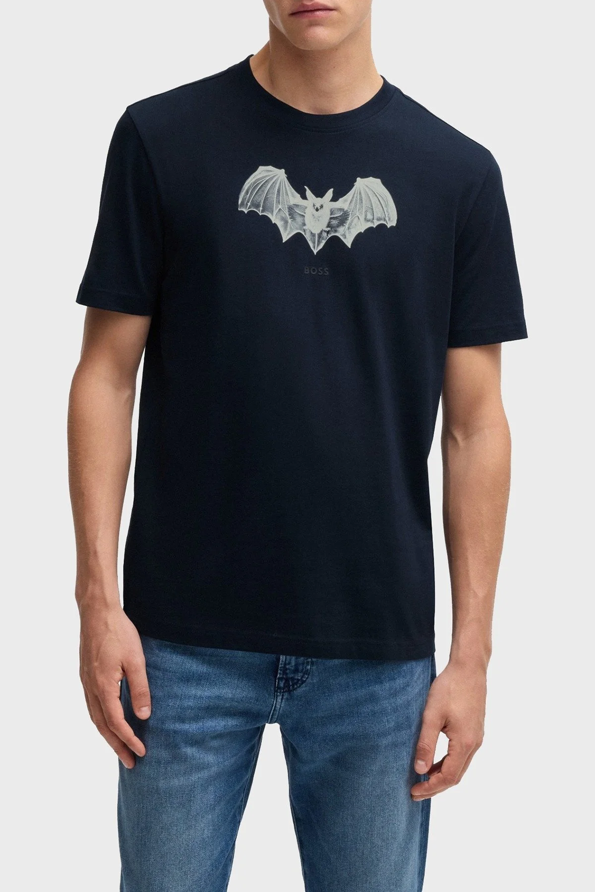 Boss Regular Fit Bisiklet Yaka Baskılı Erkek T Shirt 50534924 404 LACİVERT - 1