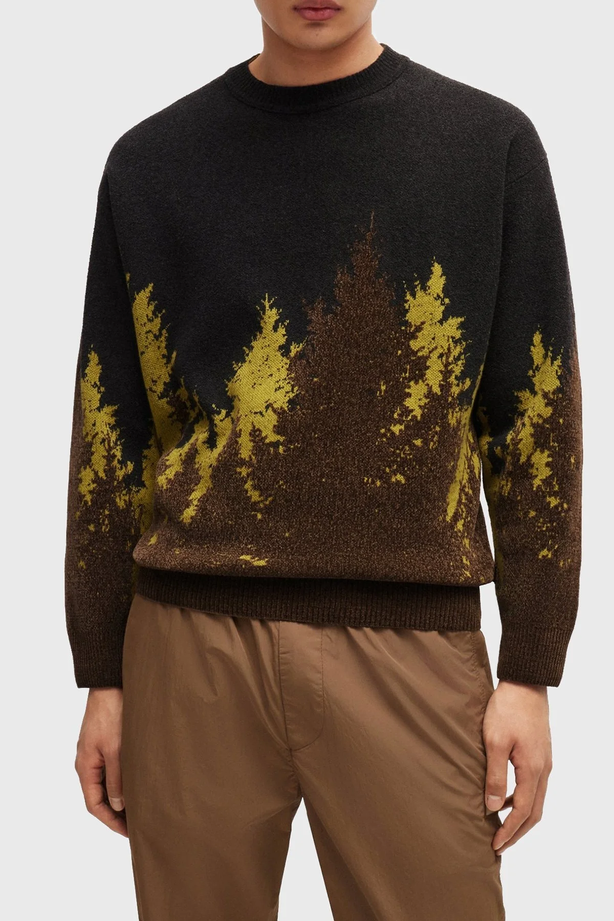 Boss Regular Fit Bisiklet Yaka Jakarlı Erkek Kazak 50519101 243 ANTRASİT - 1