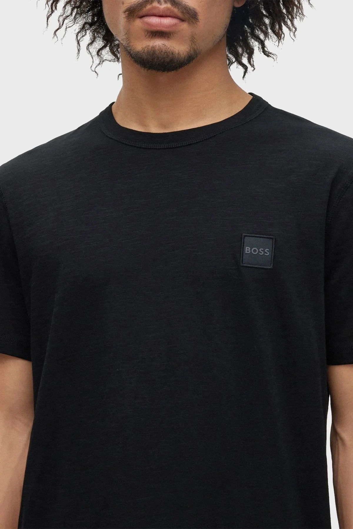 Boss Regular Fit Bisiklet Yaka Pamuklu Jarse Erkek T Shirt 50478771 001 SİYAH - 4