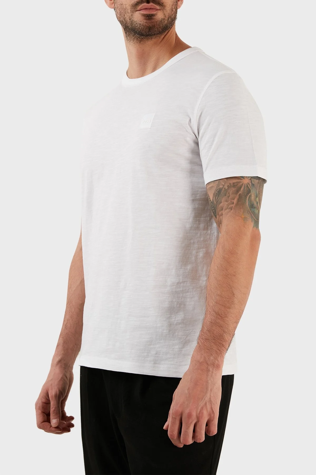 Boss Regular Fit Bisiklet Yaka Pamuklu Jarse Erkek T Shirt 50478771 100 BEYAZ - 2