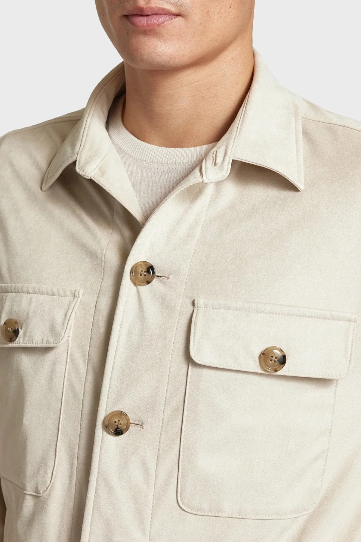 Boss Regular Fit Cepli Süet Erkek Gömlek Ceket 50535666 131 EKRU - 9