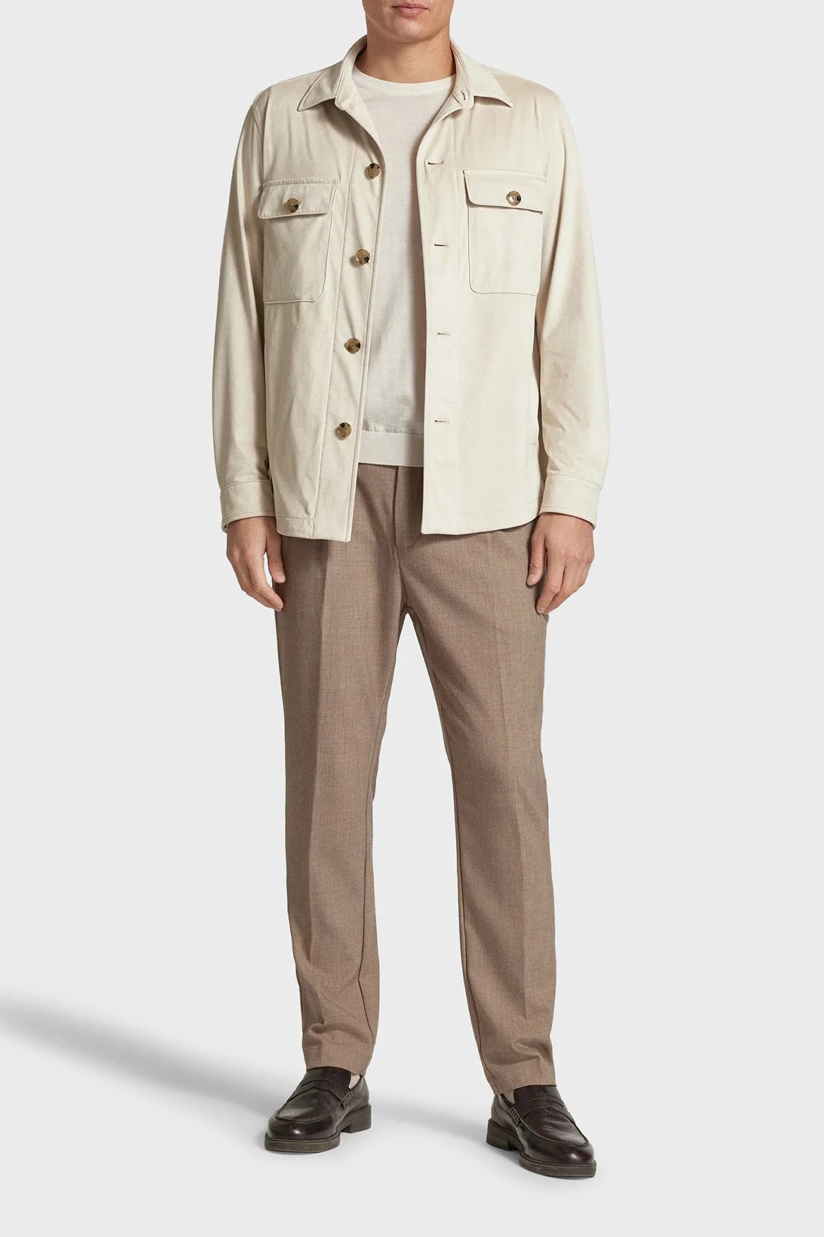 Boss Regular Fit Cepli Süet Erkek Gömlek Ceket 50535666 131 EKRU - 2